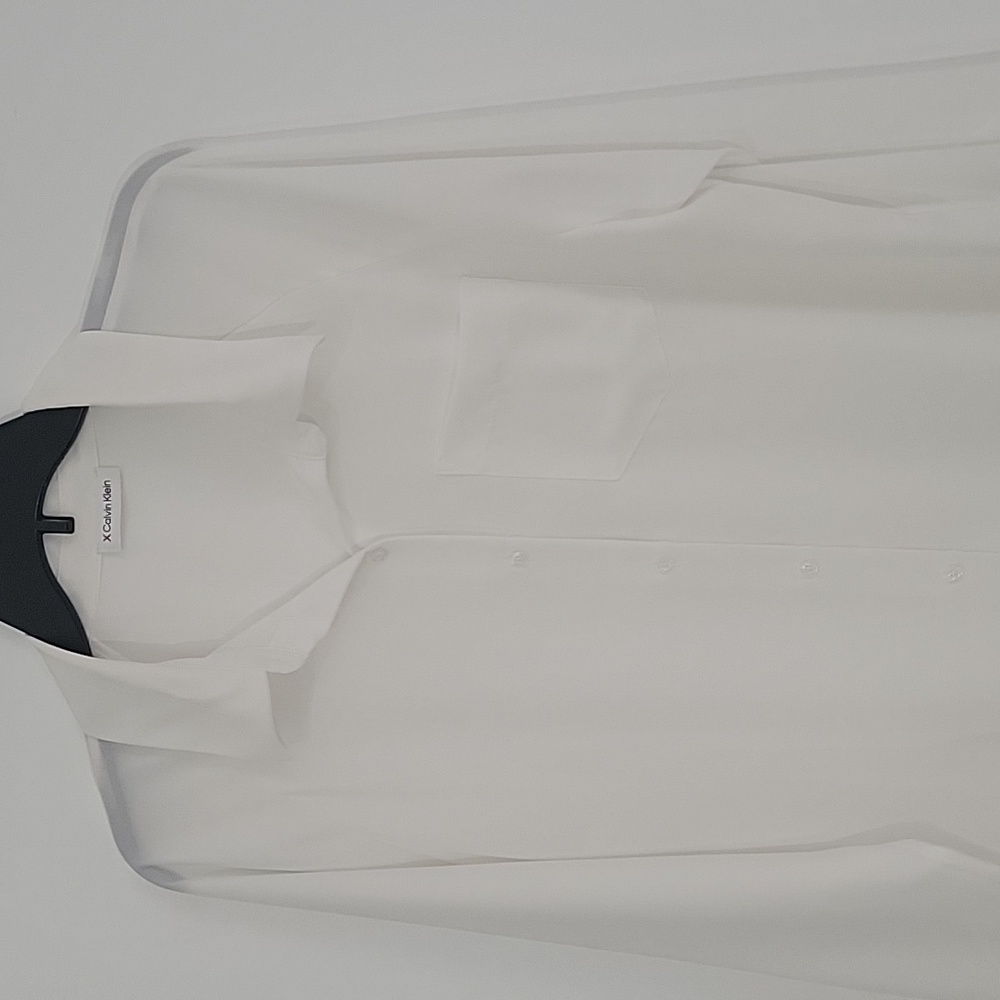 Calvin Klein White Large Shirt for Women with buttons and long sleeves - Picture 2 of 8